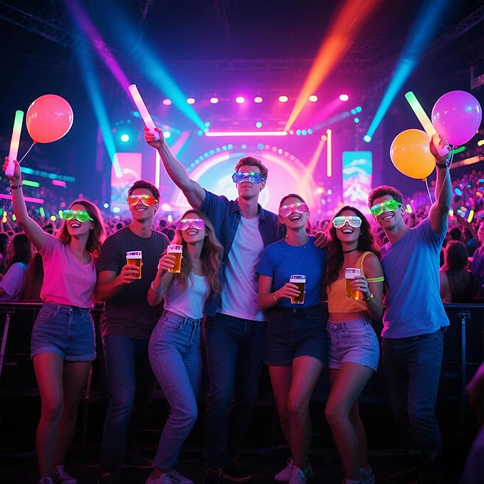 42 PCs LED Glasses,Light Up Glasses,Glow Glasses Glow In The Dark Party Supplies Suitable For Kids/Adults, 3 Light up Modes, 6 Neon Colors Rave Party,Wedding, Birthday, Concert, New Year, Carnival