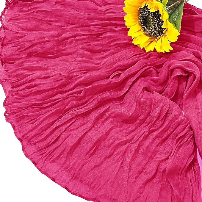12Pack Hot Pink Table Runner 10Ft Cheesecloth Table Runner Boho Gauze Table Runners Long Cheese Cloth Table Runners for Wedding Party Bridal Shower Thanksgiving Christmas