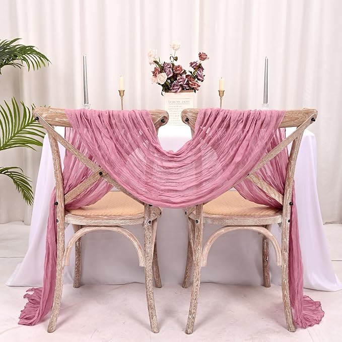 25 Pack Dusty Rose Cheesecloth Table Runner 17 x 108 Inch Fall Thanksgiving Boho Rustic Farmhouse Gauze Cheese Cloth Runner for Wedding Party Baby Shower Home Decor Holiday Decorations