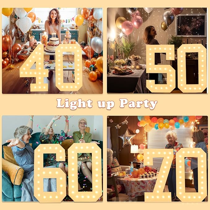 4FT Light Up Numbers, Marquee Numbers 4 Feet Tall Giant Number 5 Mosaic Big Number Sign for 5th 15th 50th Birthday Party Backdrop Anniversary Decorations, Pre-Cut Large Frame