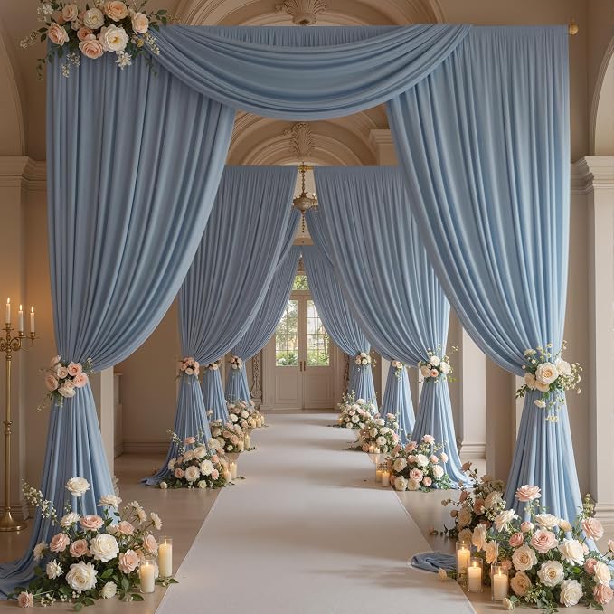 10x10ft Wrinkle Free Dusty Blue Backdrop Curtains for Parties, 2 Panels 5x10ft Silky Polyester Photo Backdrop Drapes Back Drop Cloth for Wedding Birthday Photography Background