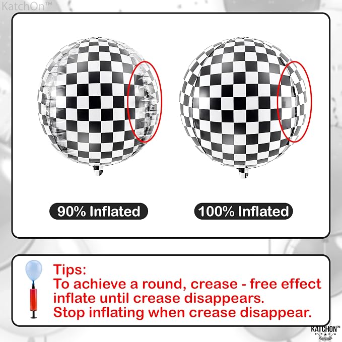 KatchOn, Black and White Checkered Balloons - 22 Inch, Pack of 12 | Racing Balloons, Race Car Balloons for Race Car Birthday Party Decorations | Racing Party Decoration | Emo Party Decor