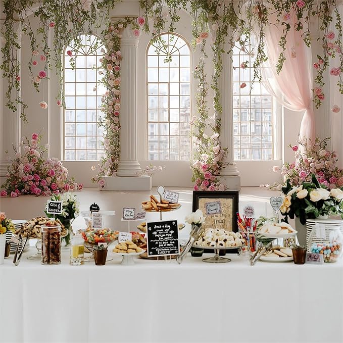 Baocicco Pink Palace Backdrops 10x8ft White and Pink Windowsills Botanical Background Princess Birthday Party Banner Supplies Wedding Ceremony Anniversary Engagement Banner Photo Booth Studio Prop