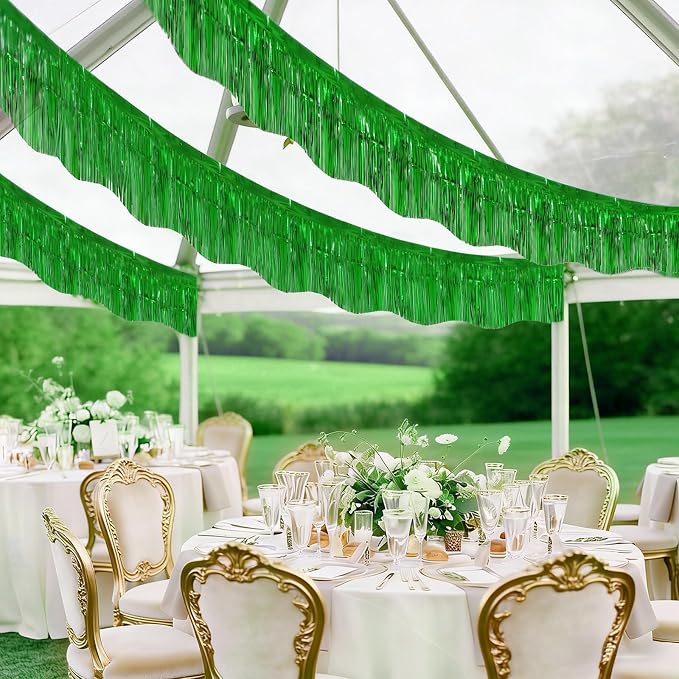 LOLStar Green Foil Fringe Tinsel Garland, Tinsel Streamers Banner, 6 Pack | 60Ft Tinsel Streamers, Shiny Green Tinsel Fringe Banners for St Patrick's Day, Parade Float, Christmas Party Decor