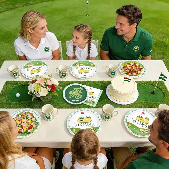 96 Pcs Golf Party Decorations Yellow Green Golf Plates and Napkins Disposable Let’s Par-Tee Tableware Set for Boys Girls Golf First/1st Birthday Baby Shower Party Supplies Serves 24