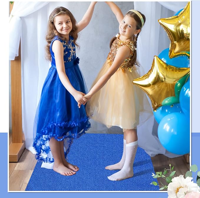 Shihanee Sequin Aisle Runner for Wedding Glitter Rug with Carpet Tape Sparkly Prom Outdoor Floor Birthday Carpet Runner for Ceremony Event Graduation Party(2 x 15 ft,Blue)