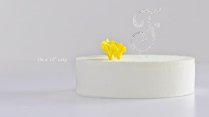 LOVENJOY Gift-Boxed 3.5" Rhinestone Initial Letter F Cake Topper