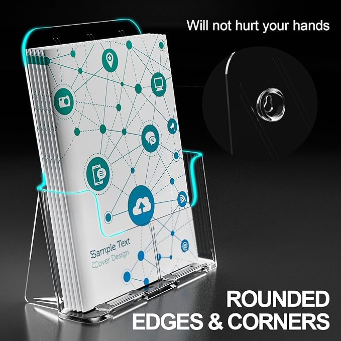 Brochure Holder 8.5x11 Inch Acrylic Literature Holders Clear Plastic Flyer Display Stand Countertop Use or Wall Mount Pamphlet Holder Organizer for Office, Lobby, Hotels, Trade Shows, 2 Pack