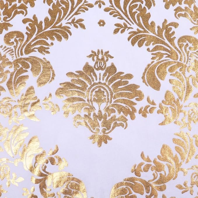 Pack of 4 Dining Chair Covers Bronzing Gold Flower Print Removable Washable Spandex Stretch Decorative Chair Slipcovers Set for Party Wedding Home Decorations - Gold+White