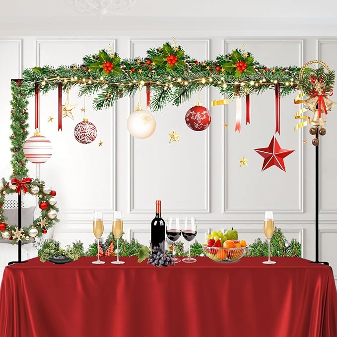 Over The Table Rod Stand with Clamps 49-102" Adjustable Metal Balloon Arch Stand Flower Table Arch Suitable for Birthday,Party,Wedding,Halloween,Xmas Decoration,Black