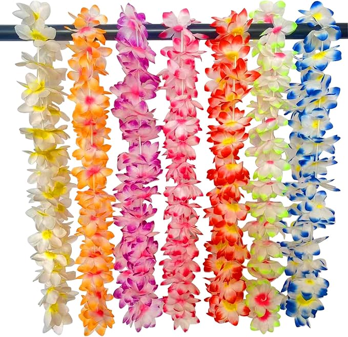 100 Counts Hawaiian Leis Flower for Luau Theme Party Decorations - Bulk Set of Silk Flower Necklace Leis Tropical Theme Party Favors Birthday Decorations Assortment