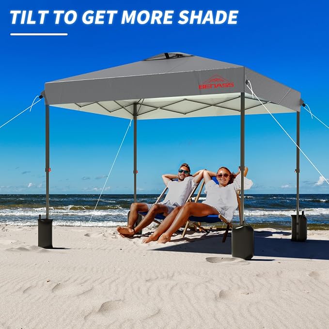 10x10 Pop Up Canopy, Easy Up Canopy Tent, Heavy Duty Tents for Parties, One Person Easy Set Up Event Tent, Light Gray