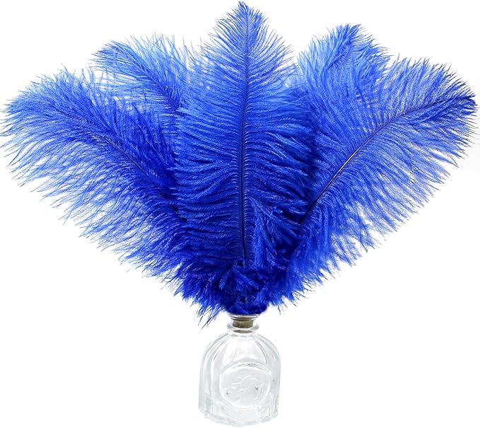 Lamar 20Pcs 14-16'' Blue Ostrich Feathersfor Wedding Centerpieces, DIY Crafts, Dream Catchers, Party Decor, Floral Arrangement, Bohemian Home Decor (Royal Blue)