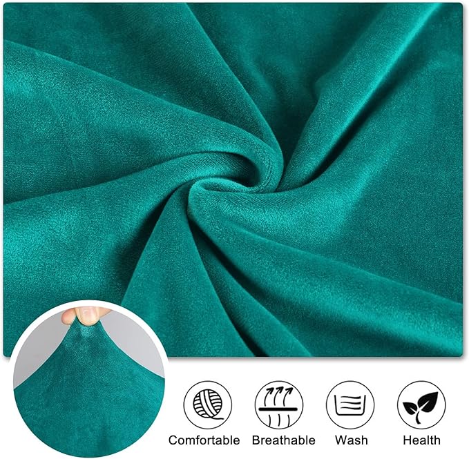 Lellen Velvet Stretch Wingback Chair Cover Slipcover - Reusable Protector Cover for Dining Room Banquet Home Decor etc Machine Washable Hand Washable (Set of 1, Teal)