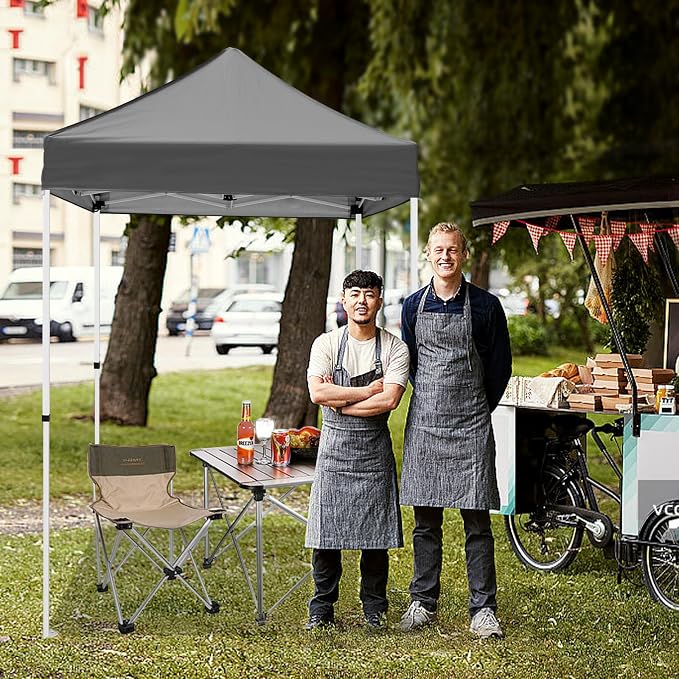 5x5 Pop Up Canopy Tent, Instant Portable Beach Canopy, Outdoor Tent with Carry Bag for Camping, Sports, Tailgating, Events, Gray