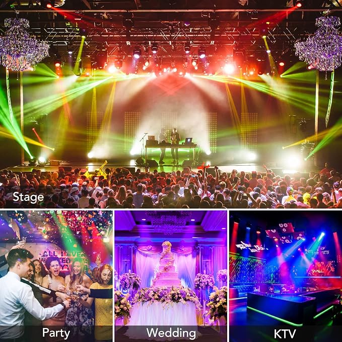 Dj Lights, 2 Pack 36 LED Par Lights Stage Lights with Sound Activated Remote Control & DMX Control, Stage Lighting Uplights for Wedding Club Music Show Christmas Holiday Party Lighting