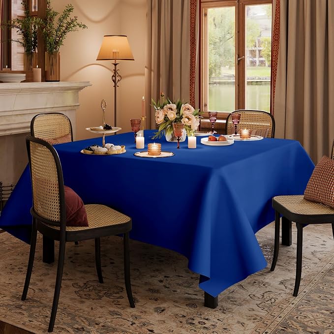 60x102 Table Cloth - 6 Pack Rectangular Black Washable Stain and Wrinkle Resistant Polyester Table Cover for Dining Tables, Various Parties and Camping (Royal Blue)