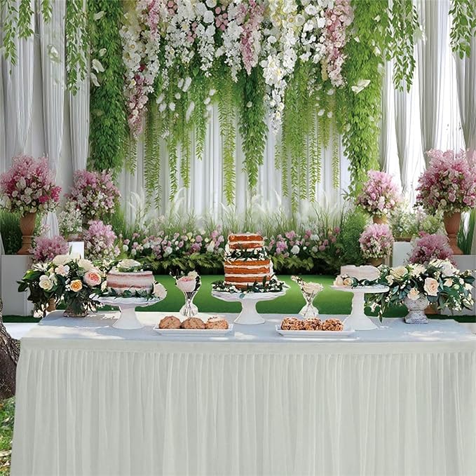 Baocicco Flowers Wedding Backdrops 10x6.5ft Green White Pink Floral Engagement Background Bridal Shower Backdrop Proposal Wedding Party Decoration Backdrop Valentines Day Banner Supplies