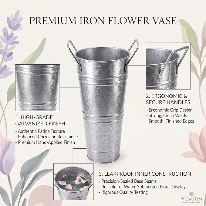 LEIFIDE Flower Bar Buckets Set Kit Bloom Bar Supplies Include Wood Sign Gift Bags Iron Bucket Garden Flower Shears for Wedding Bridal Shower Graduation Birthday Table Centerpieces(45 Pcs,Silver)