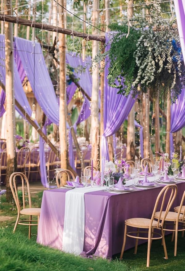 10 Pack Purple Tablecloth 60x102 inch Polyester Fabric Tablecloths for 6 Foot Rectangle Tables Wrinkle Resistant Linen Tablecloth Washable Table Covers for Party Wedding Events and Camping