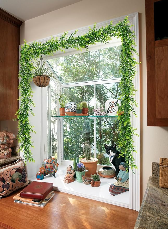 RECUTMS Artificial Eucalyptus Garland - Fake Greenery Leaves Vine Garlands Faux Hanging Plants 3 Packs for Home Garden Mantle Table Wedding Backdrop Arch Wall Decoration
