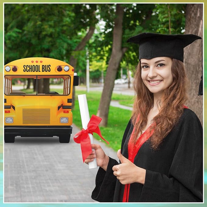 Amyhill 4.6ft School-Bus Cardboard Cutout Stand Up Life-Size Back to School Party Decorations First Day of School Photo Booth Standup for Welcome Party Supplies