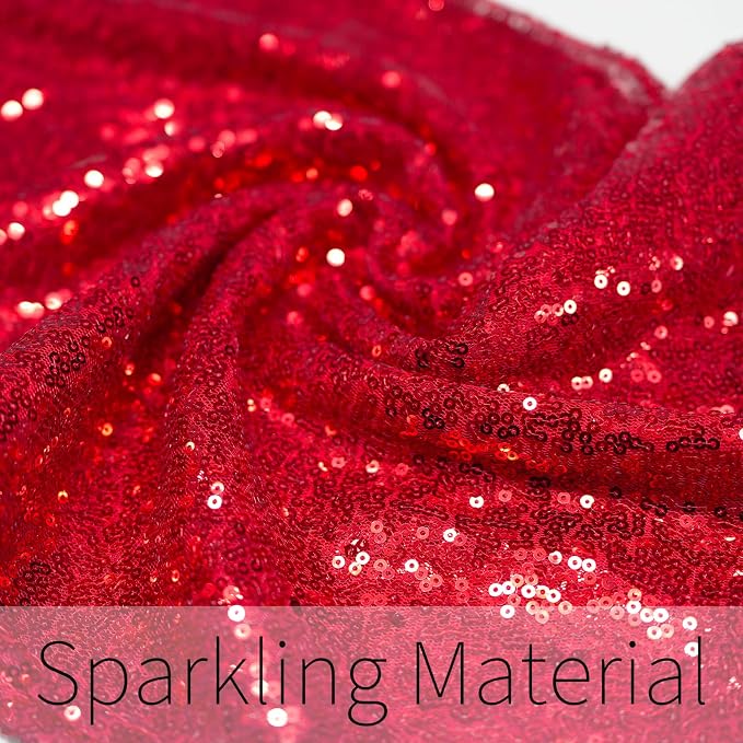 12x108 inch Red Sequin Table Runner Sparkly Glitter Table Linens 6 Packs for Party Decorations Wedding Birthday Baby Shower Engagement Anniversary