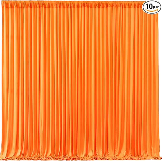 Orange Backdrop Curtain 10 Panels-Wrinkle-Free Curtains Polyester Photography Drapes for Baby Shower Birthday Party Photo Background Backdrop Stand- 40 X10FT (Orange)