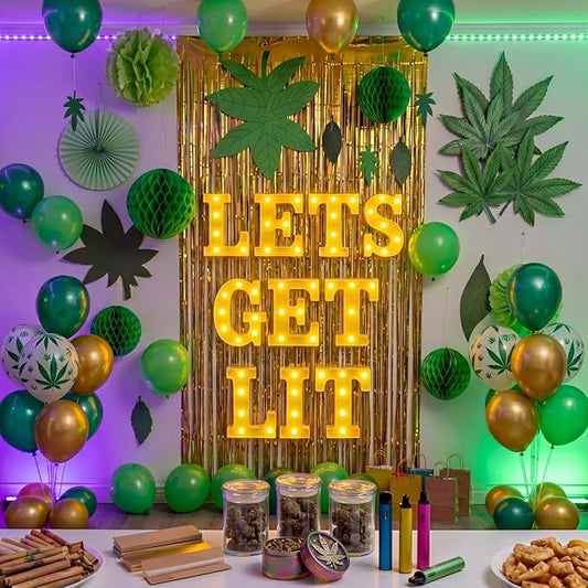Honoson 10 Pcs Lets Get Lit Decorations for Adults, Birthday Light Decor Lets Get Lit Lights up Sign Indoor Table LED Neon Sign for Home Room Decorations