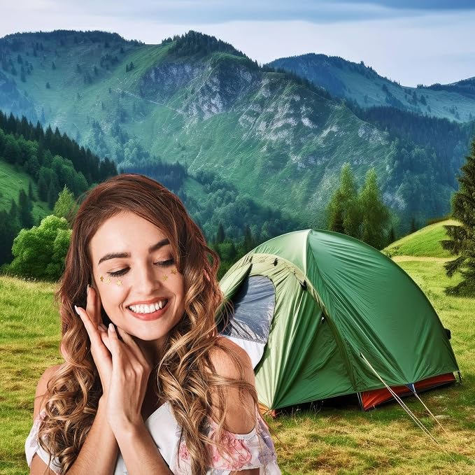 Camping Adventure Backdrop Mountain Forest Outdoor Travel Hiking Photography Background Mountain Pine Trees Nature Landscape Grassland Camping Tents Backdrop Decors Kids Birthday Party Props 6x4ft