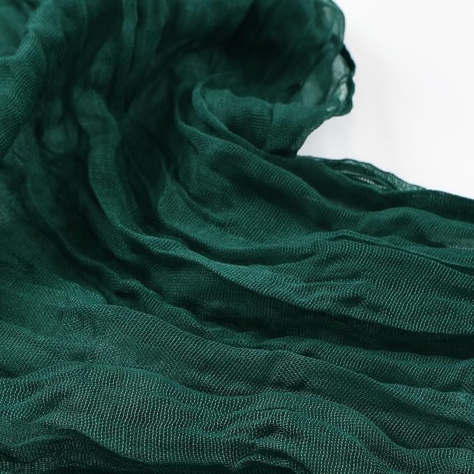 16 Pack Emerald Green Cheesecloth Table Runner 10ft Boho Gauze Fabric 120 Inch Cheese Cloth Table Runner Rustic Sheer for Holiday Baby Shower Party Décor Home Wedding Decoration