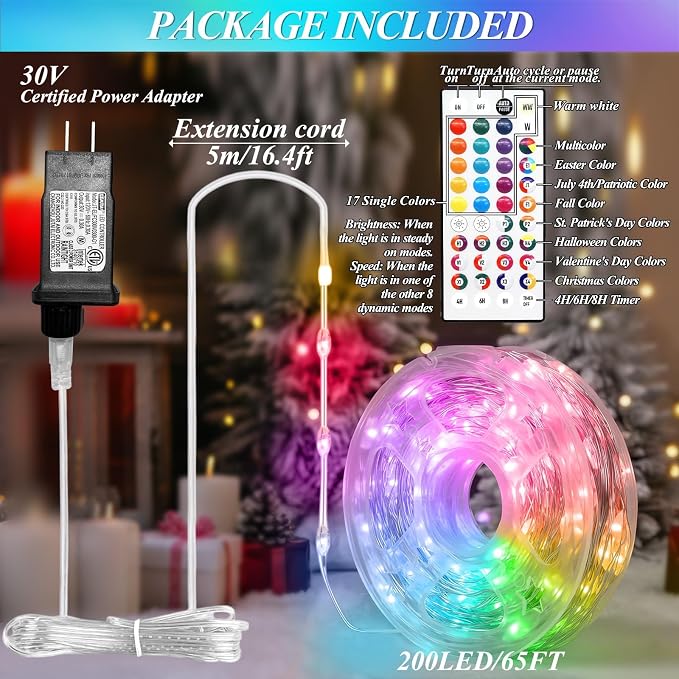 Lovelite 200 LED Fairy Lights Color Changing, 66 FT 35 Colors Halloween Fairy Lights with Remote, Purple Orange String Lights for Bedroom Christmas Holiday Wedding Party Indoor Outdoor Decor