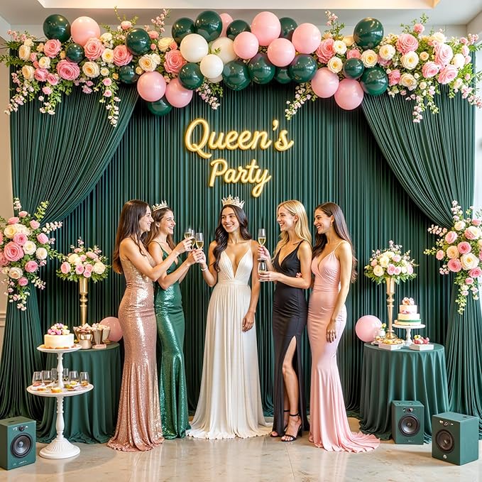 Hunter Green Backdrop Curtain for Parties Wrinkle Free Dark Green Photo Curtains Backdrop Drapes Fabric Decoration for Baby Shower Birthday Party Photography 5ft x 8ft,2 Panels
