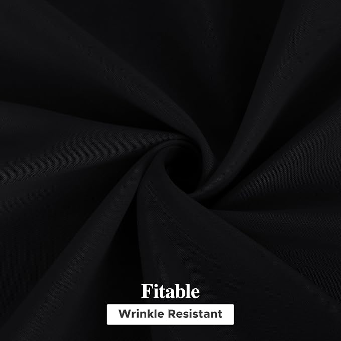 Fitable 6 Pack Black Round Tablecloths - 120 Inches Round - Wrinkle and Stain Resistant Fabric Table Clothes, Washable Polyester Table Covers for Wedding, Party, Banquet, Formal Events