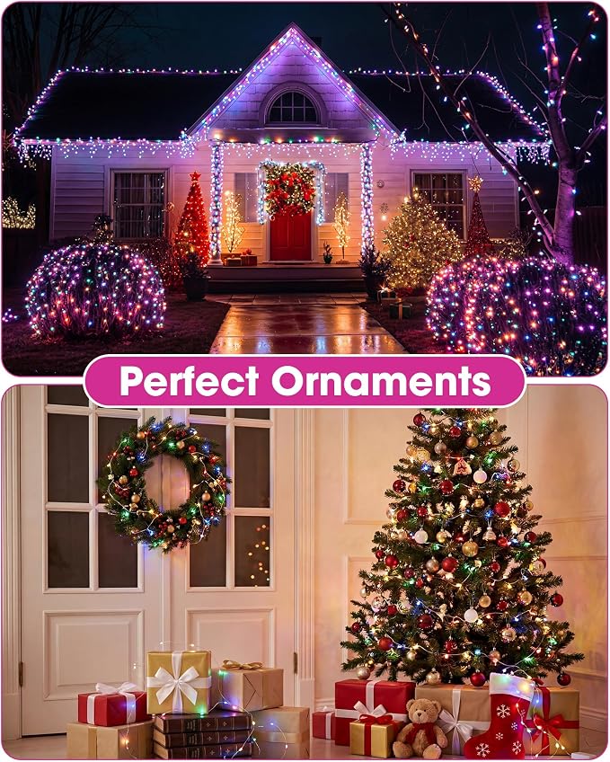 Riakrum 50 Pack 16.4 ft 50 LED Fairy Lights Battery Operated, Multicolor Christmas Tiny String Lights Bulk Starry Light Waterproof for Mason Jars Wedding Party Christmas Centerpiece Table Decor