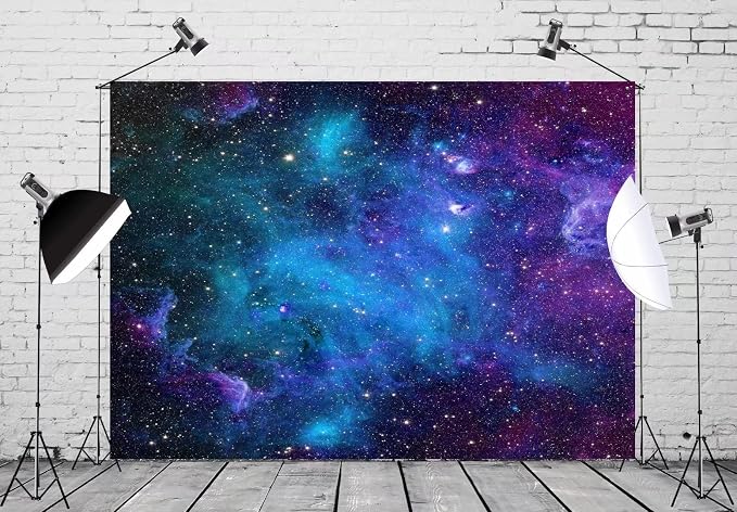 BELECO 6x4ft Fabric Cosmic Galaxy Backdrop Wall Décor Starry Sky Milky Way Stars Backdrop Universe Space Theme Photo Background Galaxy Baby Shower Birthday Party Decorations Studio Photo Props