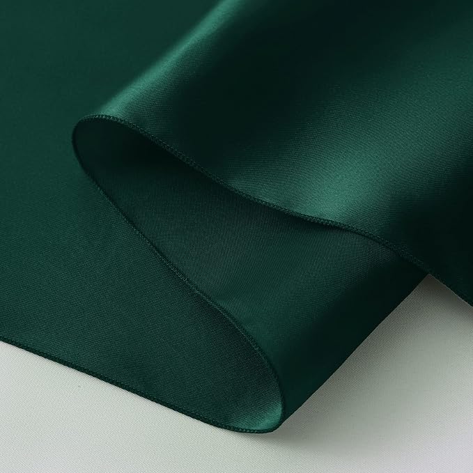 Horbaunal 24 Pack Forest Green Satin Table Runner 12 x 108 Inch, Smooth Table Runners for Wedding Banquets Birthday Party