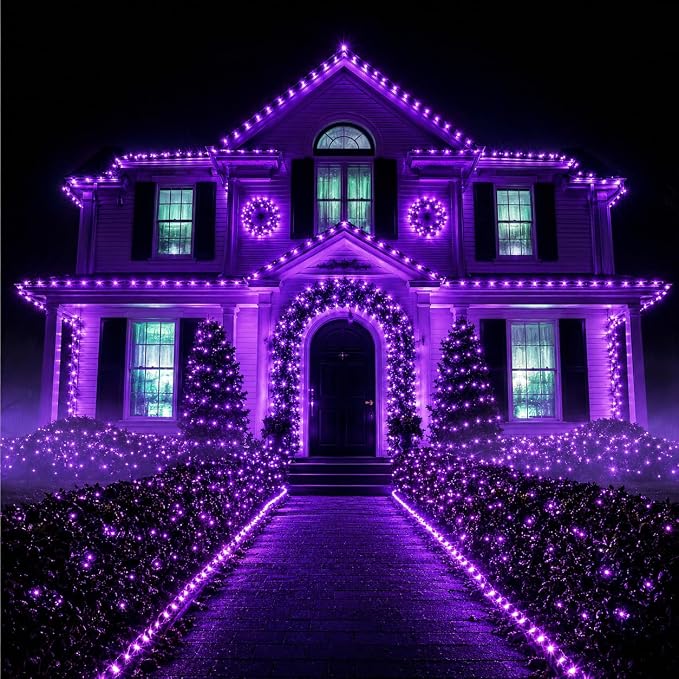Purple Halloween Lights, 95ft 240Led 13 Modes String Lights Plug in, Twinkle Light with Timer Indoor/Outdoor for Tree Party Halloween Decorations