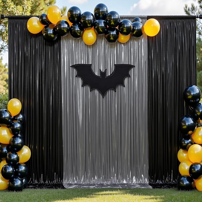 20x10 ft Wrinkle Free Black Silver Sequin Backdrop Curtain for Parties,Thick Not Fall Glitter Wedding Backdrop Drapes,4 Panels 5x10ft Shimmer Photo Back Drop Cloth for Birthday Photography Background
