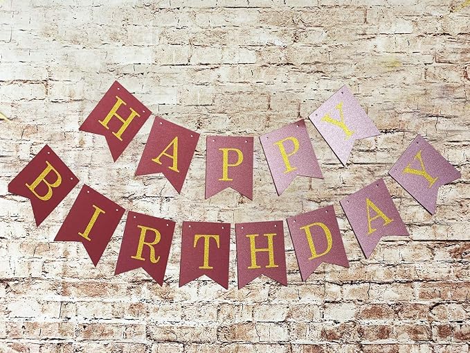Burgundy Gold Birthday Party Decorations for Women/Maroon Gold HAPPY BIRTHDAY Banner Polka Dot Fans for Fall Women 30th/40th/50th Birthday Decorations Maroon