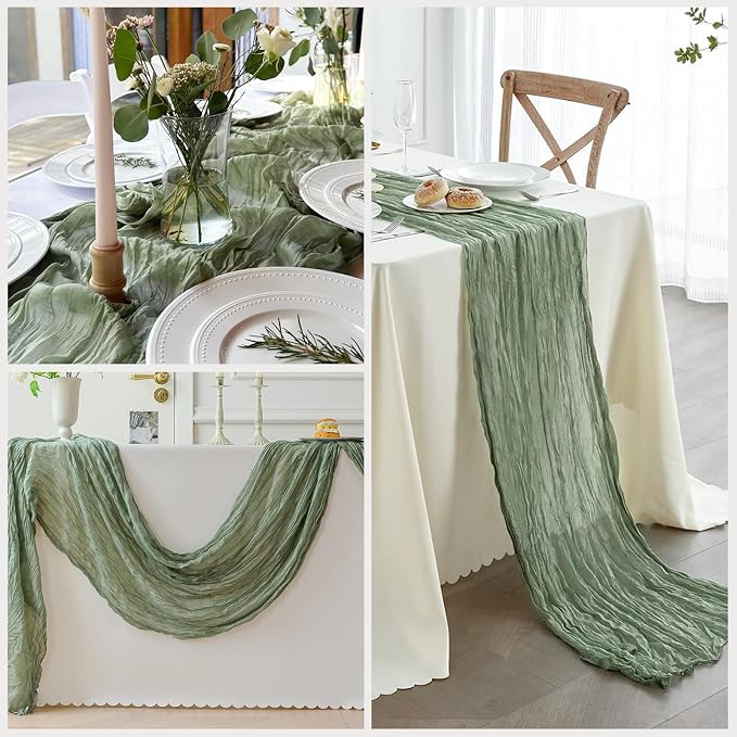 Sage Green Birthday Decorations, Boho Birthday Party Decorations with Green Gold Balloons Table Runner Happy Birthday Banner, Neutral Birthday Decorations for Women Adults