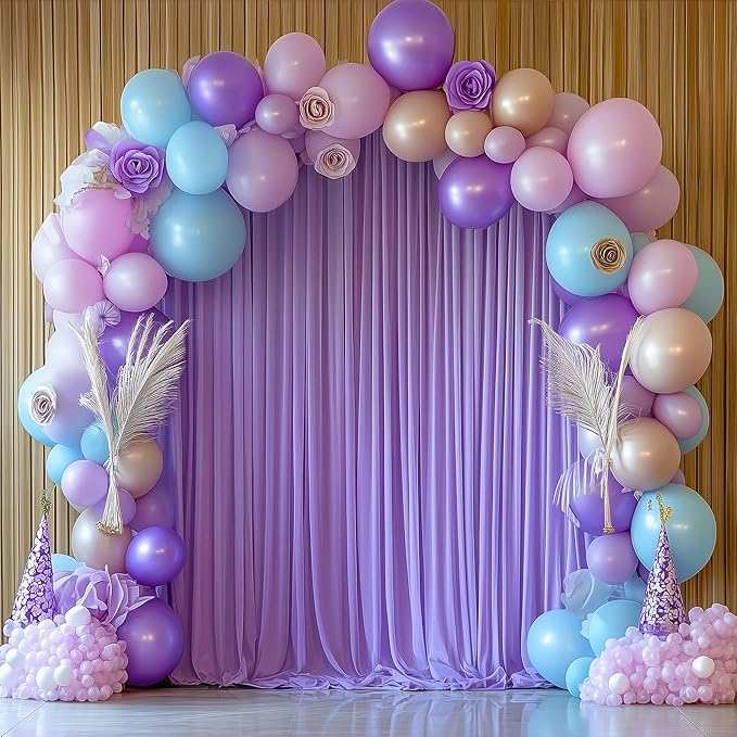 Wokceer Lavender Purple Backdrop Curtain for Wedding Parties 3 Pack 10x10FT Wedding Curtains Photo Backdrop Drapes Polyester for Photoshoot Baby Shower Birthday Party Background 6 Panels 5x10FT