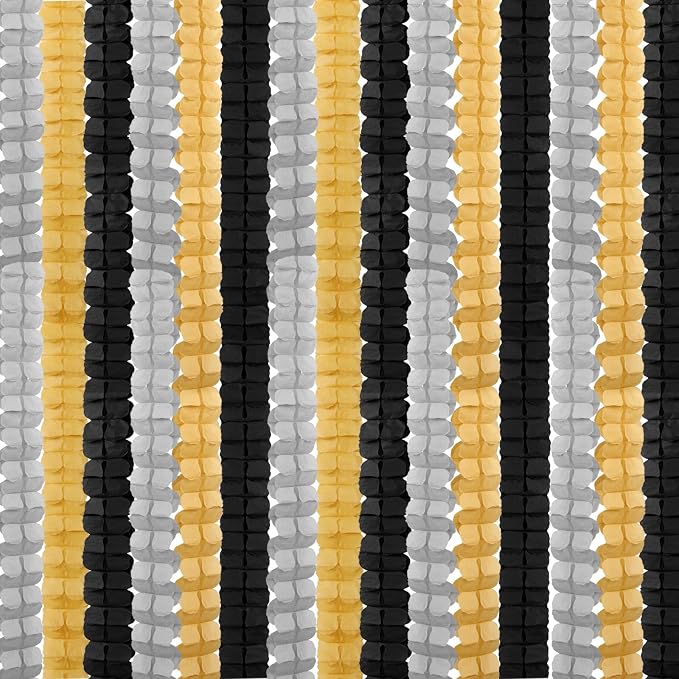 Black-Gold Silver Party-Decorations Streamers Garland - 157Ft Graduation Four-Leaf Clover Hanging Banner,Retirement Men Boys Birthday Wedding Baby Bridal Shower New Years Supplies Decor Hugtmr