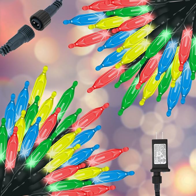 Christmas Lights - 98ft 2 Pack 150 Count Connectable Waterproof Led Fairy Lights Bulbs for Indoor Outdoor Christmas Tree Wedding Valentine's Day Decor (Multicolor, 150 Count - 2 Pack)