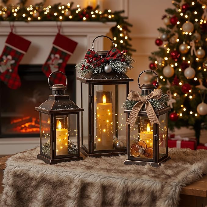 Raycare Flameless Candle with Remote Timer, 7 Flickering Acrylic Battery Operated LED Pillar Candles with Embedded Star String for Christmas, Home Decor, and as a Gift(Grey)