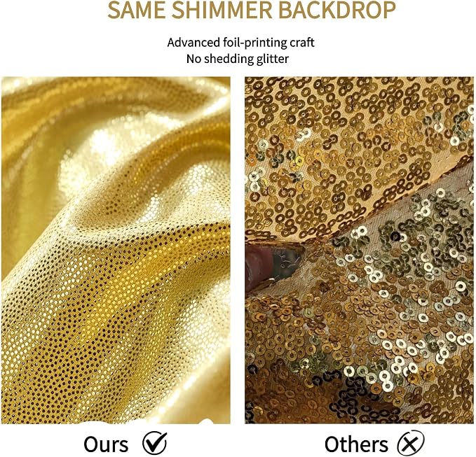 20×10FT Gold Sequin Backdrop Curtains Wedding Backdrop Drapes Wrinkle-Free Thick Glitter Photo Background Fabric for Birthday Graduations Friendgiving Christmas Party Photography Stage Decor