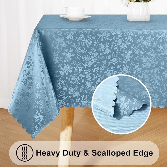 Smiry Square Table Cloth, Waterproof Heavy Duty Vinyl Tablecloths, Wipeable Washable Table Cover for Kitchen and Dining Room (Stone Blue, 70" x 70")