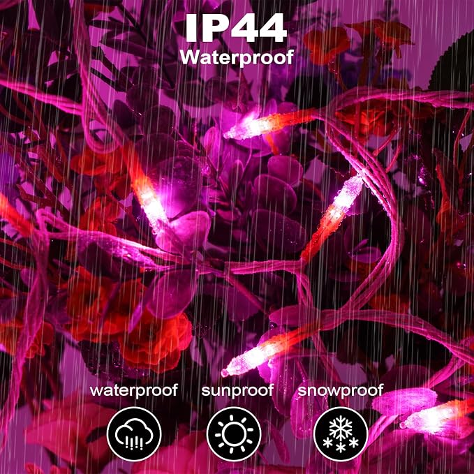 Christmas Lights - 98ft 2 Pack 150 Count Connectable Waterproof Led Fairy Lights Bulbs for Indoor Outdoor Christmas Tree Wedding Valentine's Day Decor (Pink, 150 Count - 2 Pack)