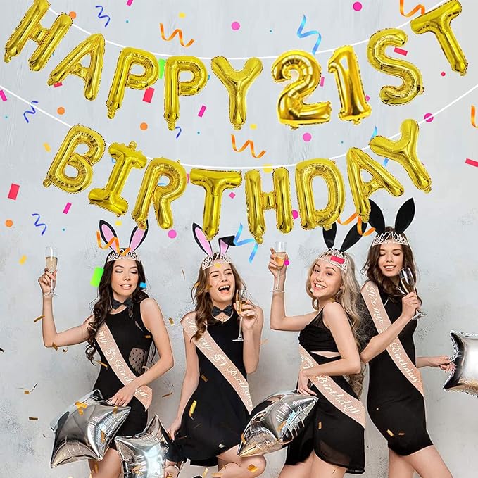 76pcs Happy Birthday Balloon Banner, Gold Balloons Letters, Personalized 16" Mylar Foil Birthday Decorations includes 2 Sets A- Z, 1 set Number 0-9 and "HAPPY BIRTHDAY" letters (with Balloon Pump)