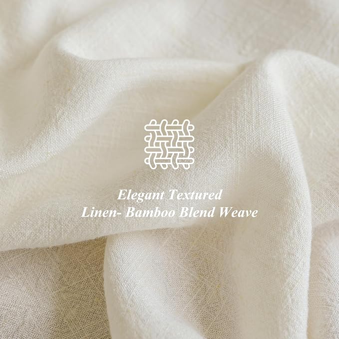 Linen World Linen Tablecloth 108x60 Inch, Rectangular Tablecloth Luxury Texture & Linen Look – Soft, Cool & Breathable Linen Blend Tablecloth for Dining, Kitchen, Outdoor, Easter-Creamy White